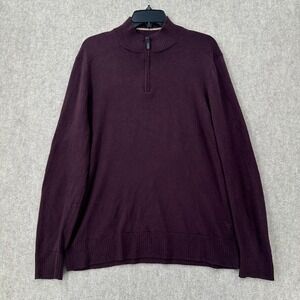 SmartWool Sweater‎ Mens LARGE Burgundy Quarter Zip Merino Wool Blend Long Sleeve
